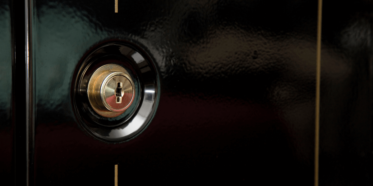 Close Up view of a gun safe lock.